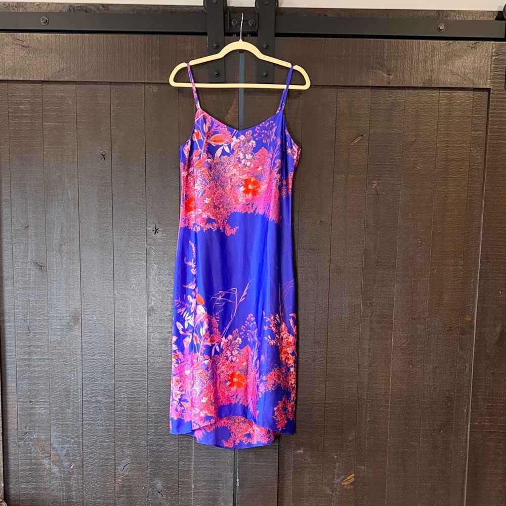 Banana Republic Blue and Pink Floral Midi Dress